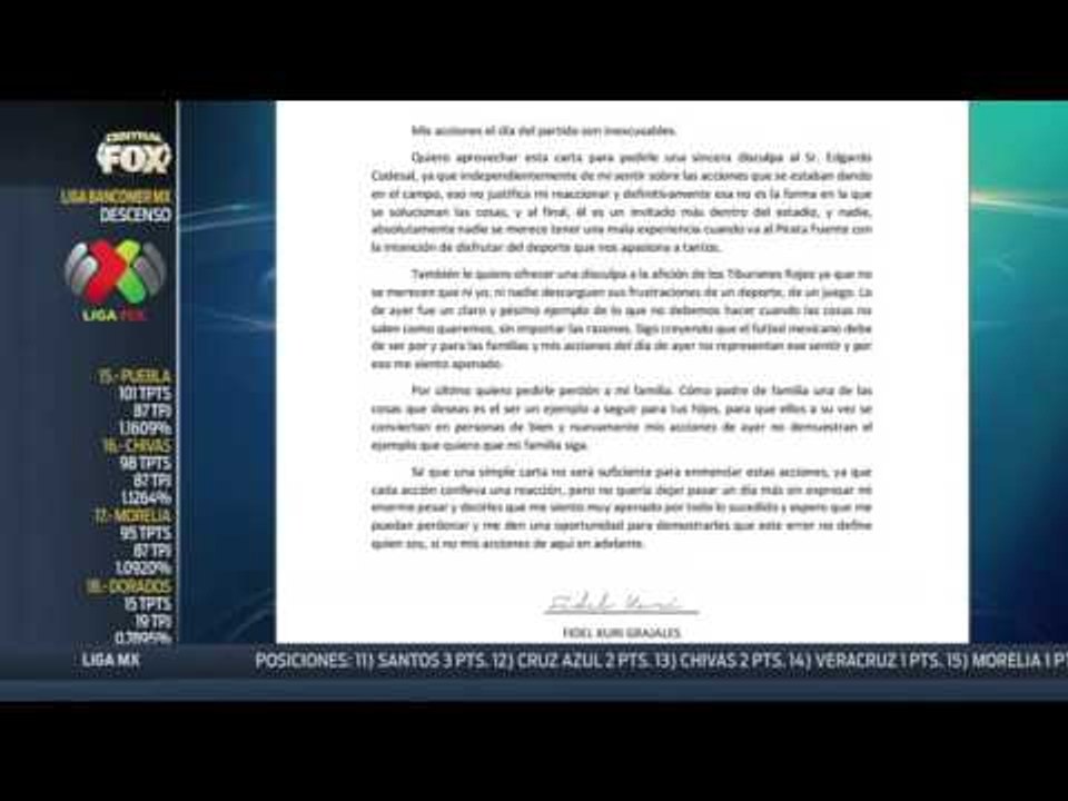 Carta disculpa