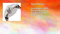 Invicta Mens 14076 Russian Diver Silver Dial Black Leather Watch