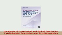 PDF  Handbook of Professional and Ethical Practice for Psychologists Counsellors and Ebook