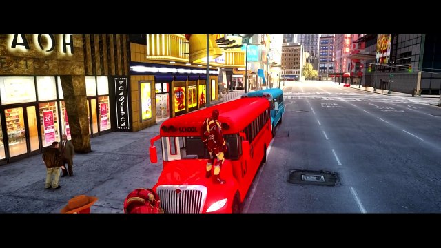 Wheels On The Bus Nursery Rhymes & Colors Bus with Toys Story Iron Man Elsa Frozen HULK Sp
