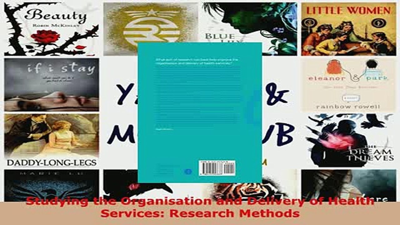 PDF  Studying the Organisation and Delivery of Health Services Research Methods Free Books