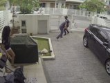 Um ladrão de bolsas é surpreendido pela agredida