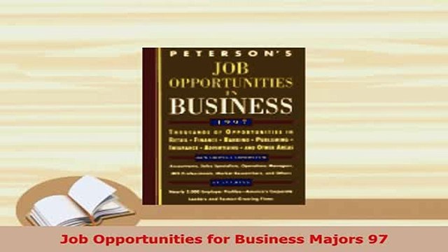 PDF Job Opportunities for Business Majors 97 Ebook