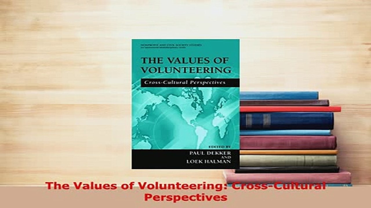 PDF  The Values of Volunteering CrossCultural Perspectives Free Books