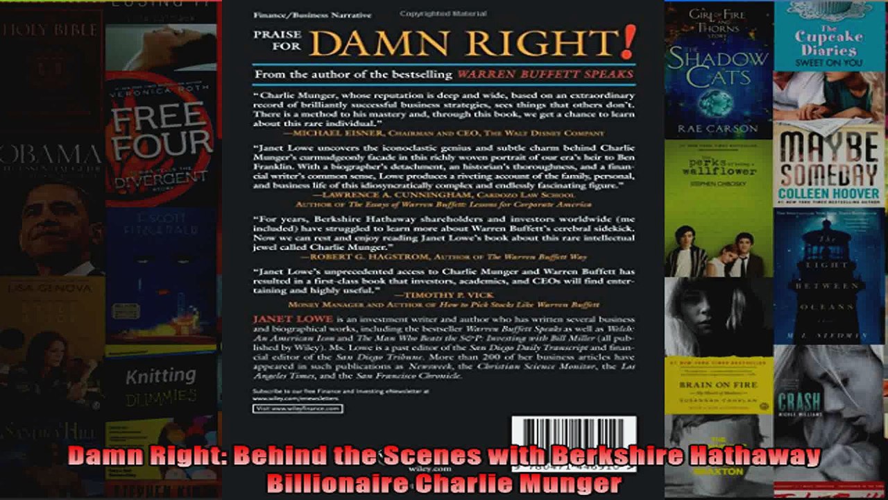 Download  Damn Right Behind the Scenes with Berkshire Hathaway Billionaire Charlie Munger  Full EBook Free