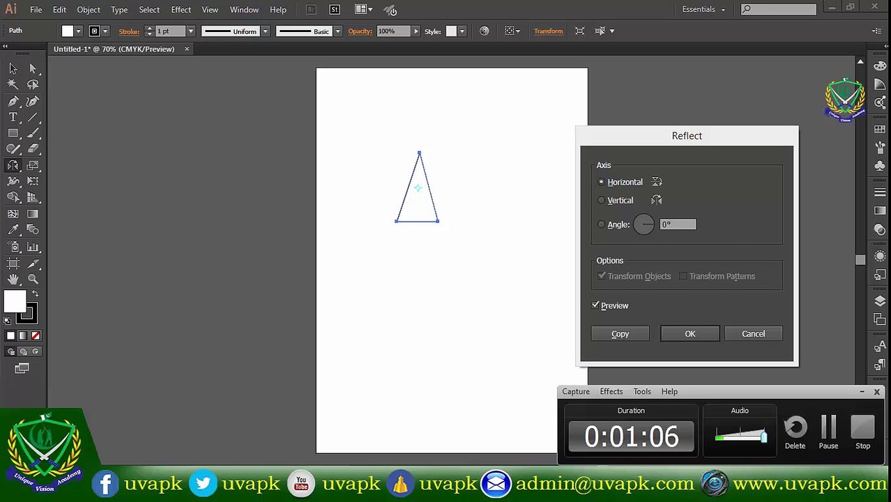 Lecture 3 how to use rotate reflect tool in adobe Illustrator In Hindi Urdu