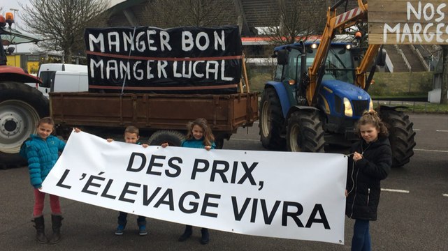 Marche des agriculteurs d'une grande surface à une autre