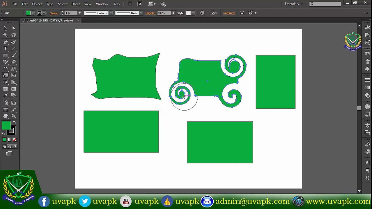 Lecture 15 how to use width warp twirl  tool in adobe Illustrator In Hindi Urdu