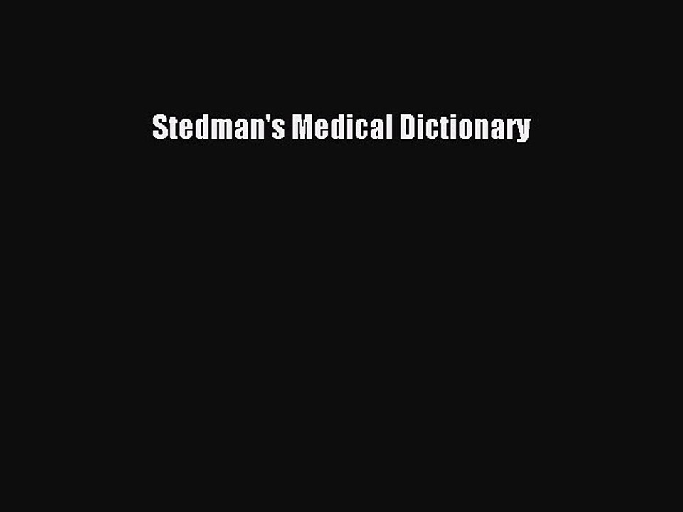 PDF Stedman's Medical Dictionary  EBook