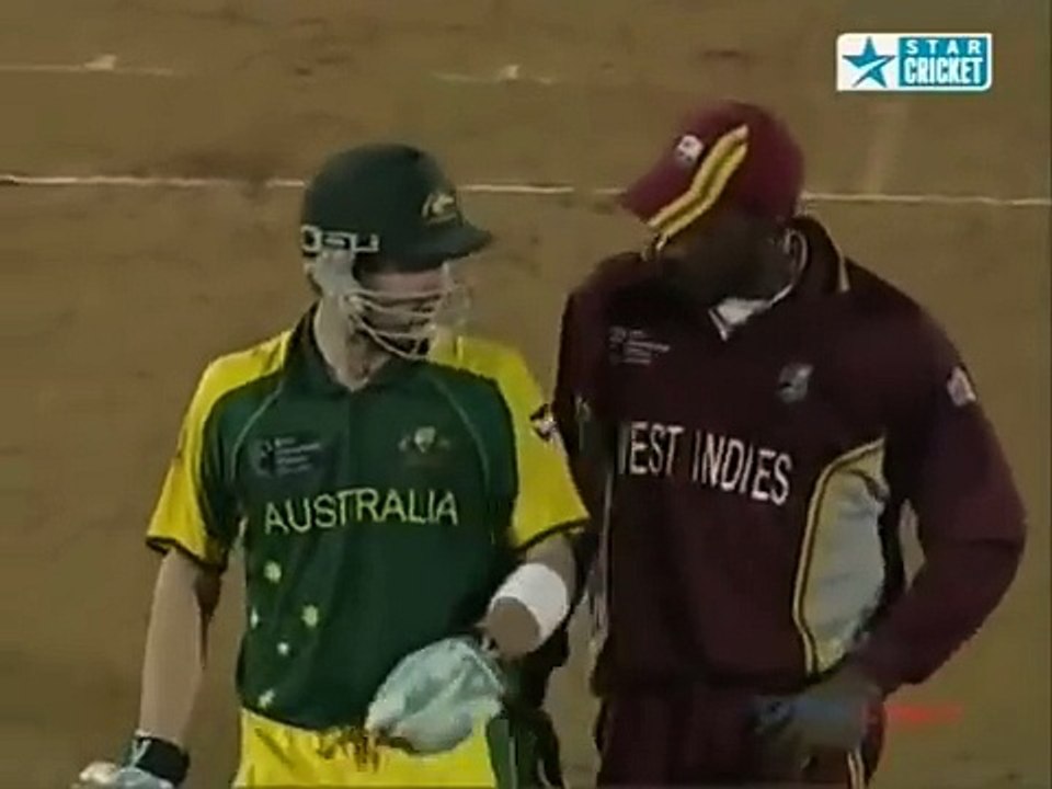 Chris Gayle sledging Michael Clarke Australia v West Indies at Mumbai 2006 Champions Trophy