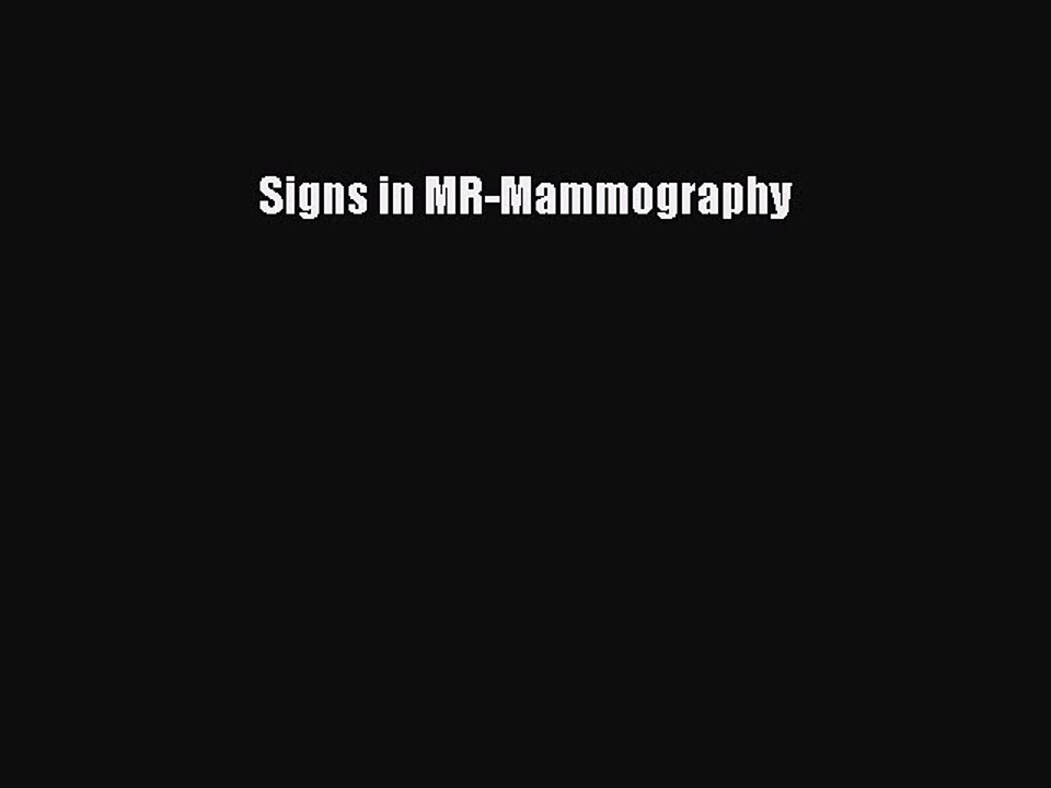 [PDF] Signs in MR-Mammography [Download] Full Ebook