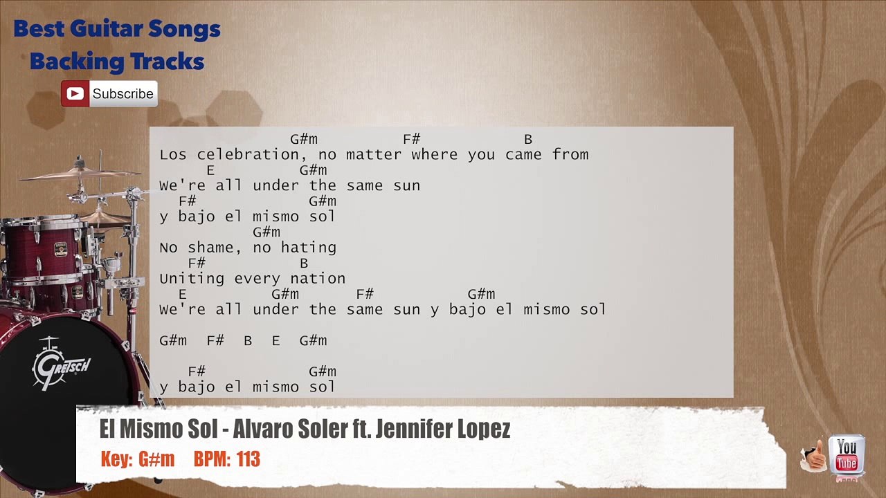 El Mismo Sol (Spanglish) - Alvaro Soler ft. Jennifer Lopez Drums Backing Track