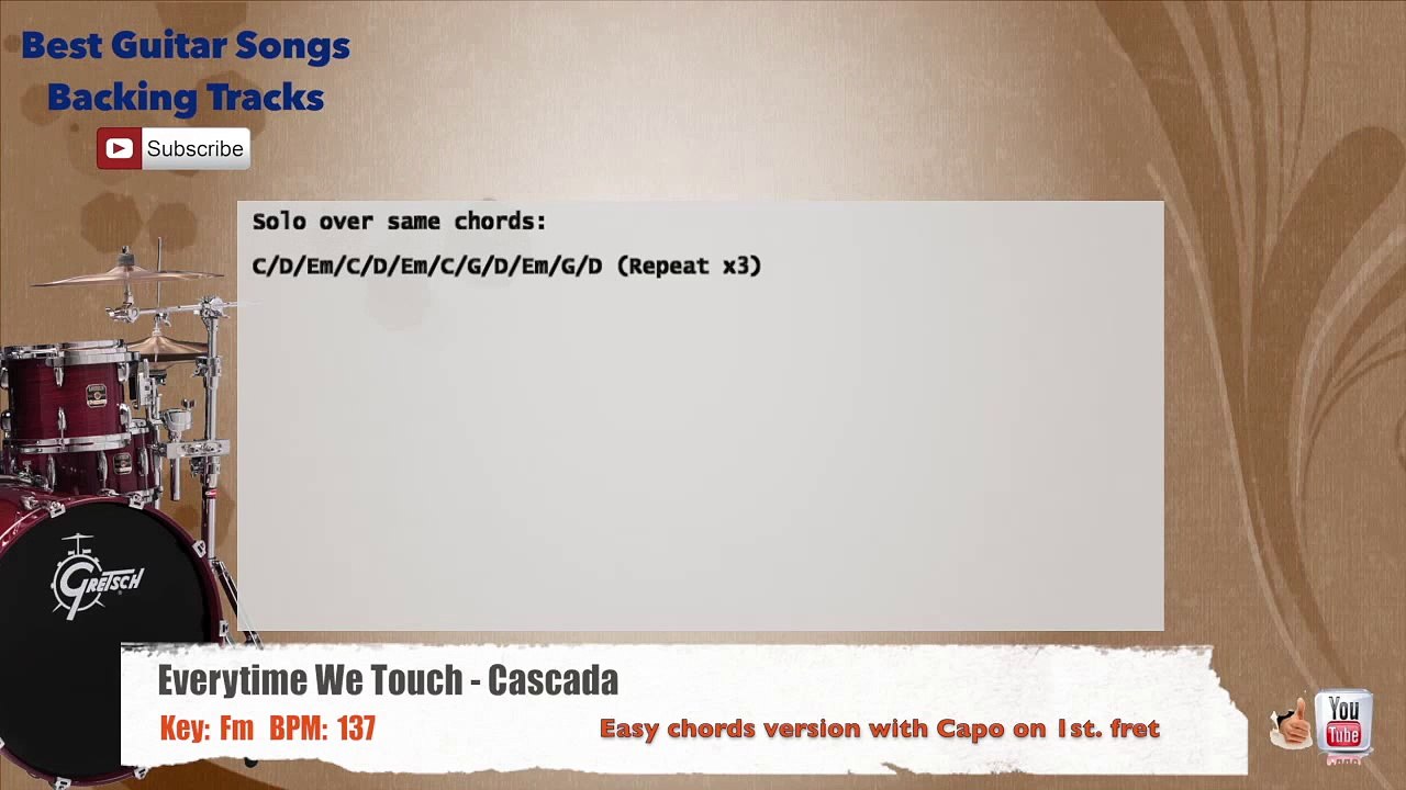 Everytime We Touch - Cascada Drums Backing Track with chords and lyrics