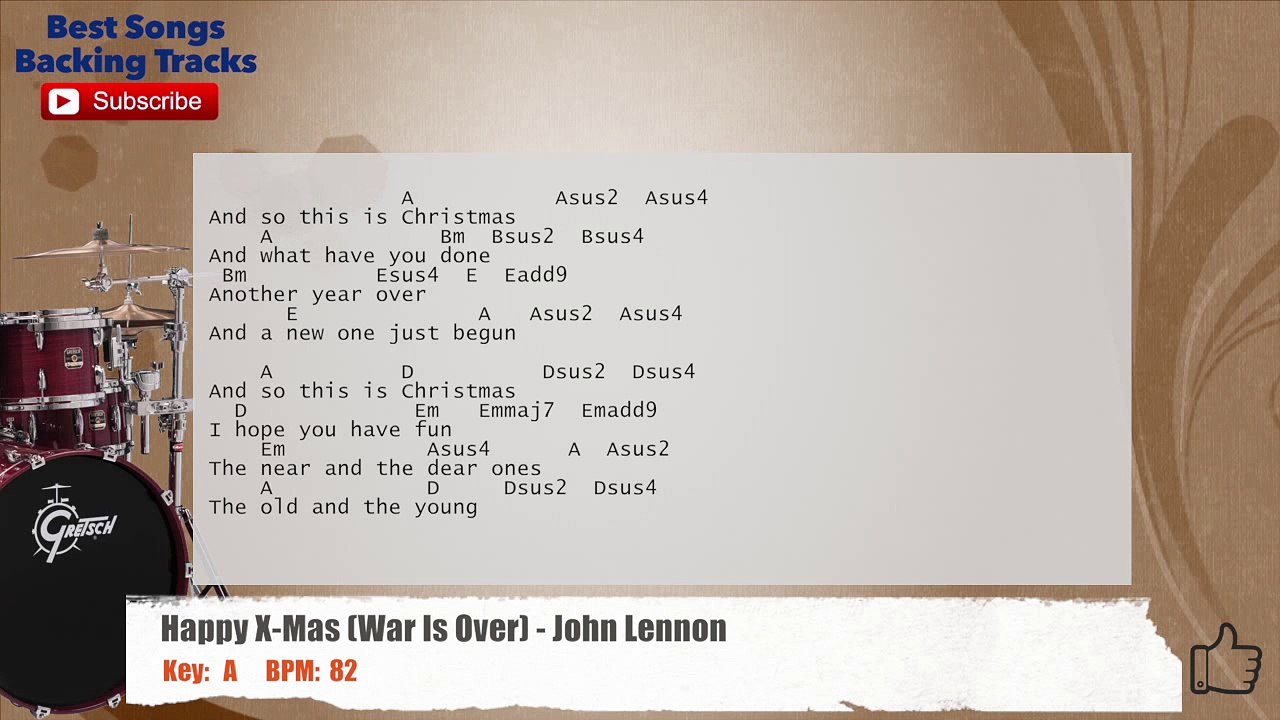 Happy X-Mas (War Is Over) John Lennon Drums Backing Track with chords and lyrics