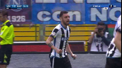 Bruno Fernandes Goal HD - Udinese 1-0 Napoli - 03-04-2016