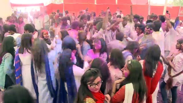 Karachi University Students Celebrating Holi