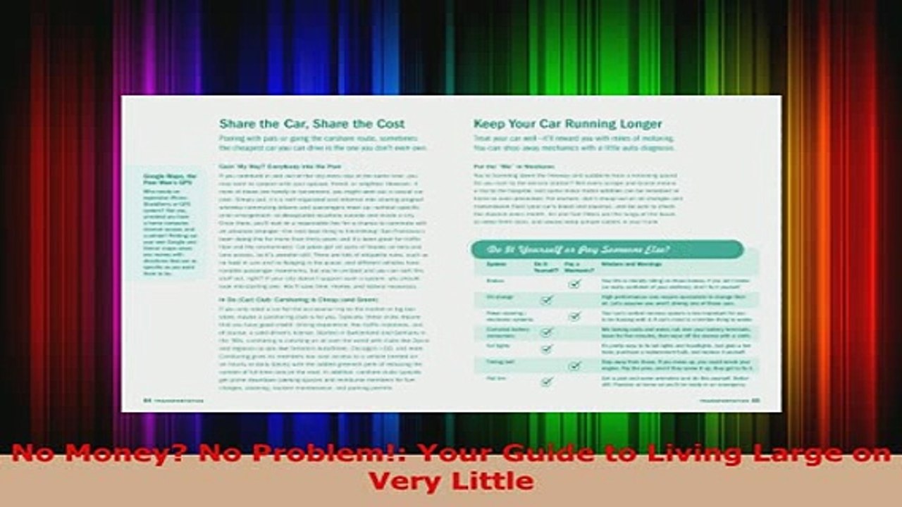 Download  No Money No Problem Your Guide to Living Large on Very Little Read Online