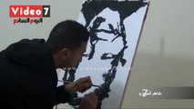 بالفيديو.. شاهد أسرع رسام مصرى يرسم صورة مانديلا فى 5 دقائق