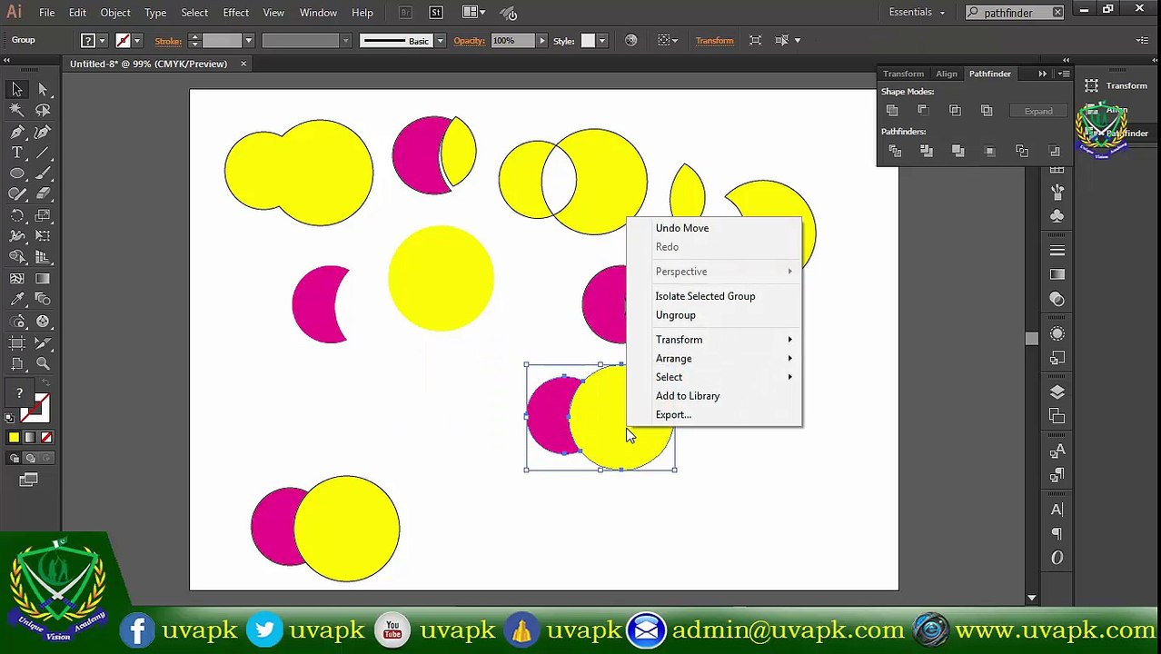 Lecture 26 how to use pathfinder align tool in adobe Illustrator In Hindi Urdu