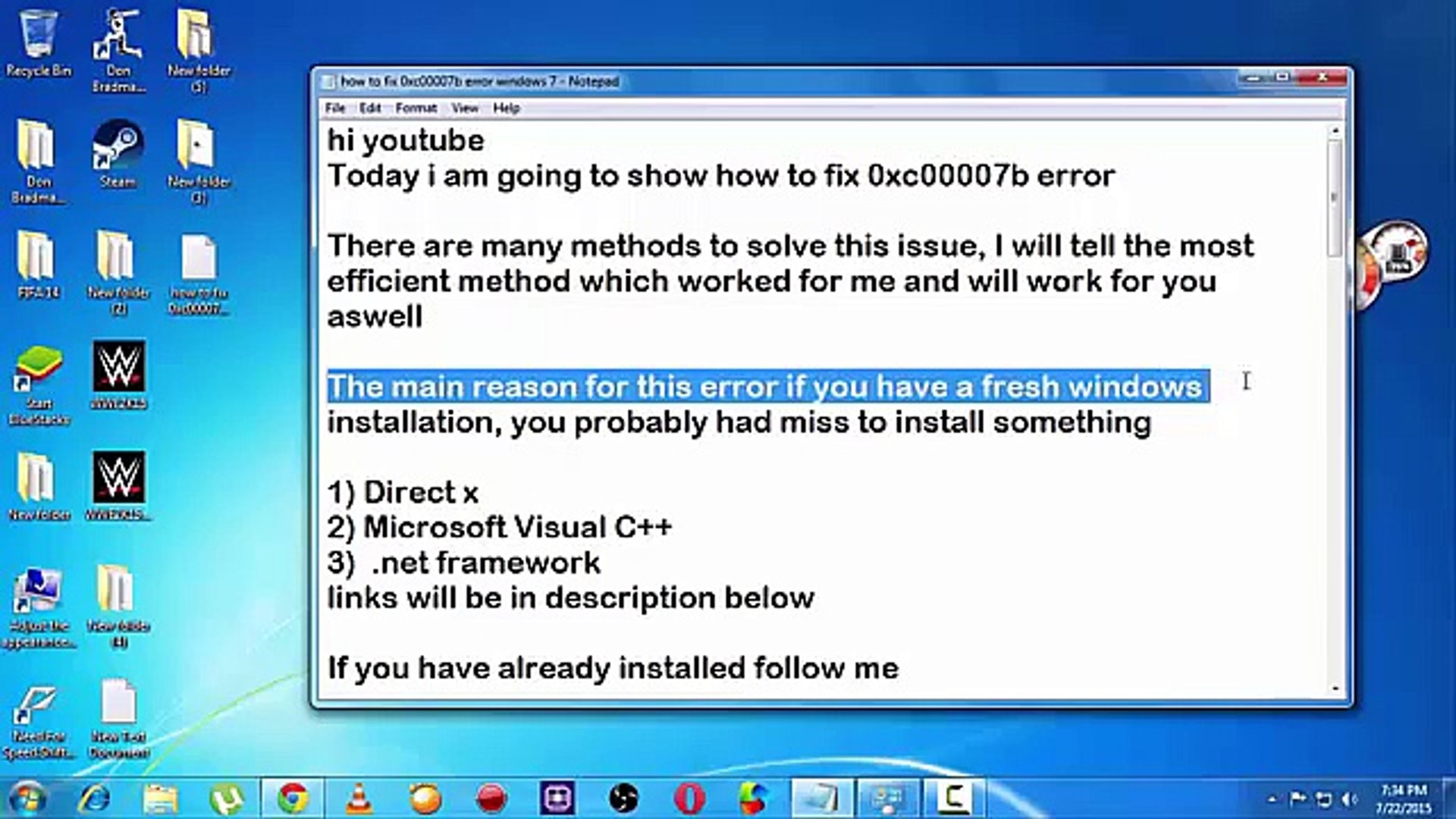 The application was unable to start correctly 0xc000007b error fixed -  video dailymotion