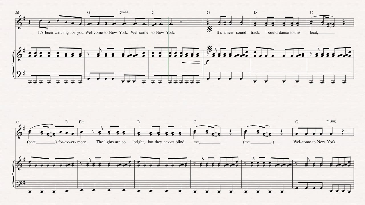 Violin - Welcome to New York - Taylor Swift Sheet Music, Chords, & Vocals