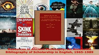 PDF  Resources in Ancient Philosophy An Annotated Bibliography of Scholarship in English Read Full Ebook