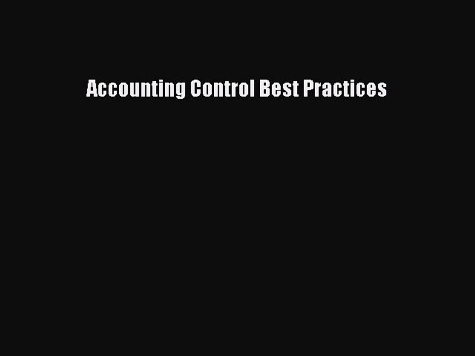 Download Accounting Control Best Practices PDF Online