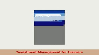 PDF  Investment Management for Insurers PDF Full Ebook