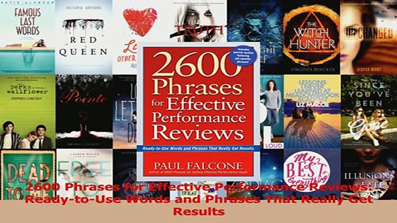 Read  2600 Phrases for Effective Performance Reviews ReadytoUse Words and Phrases That Really Ebook Free