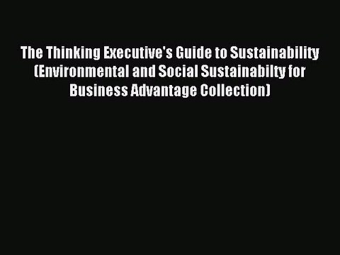 Read The Thinking Executive's Guide to Sustainability (Environmental and Social Sustainabilty