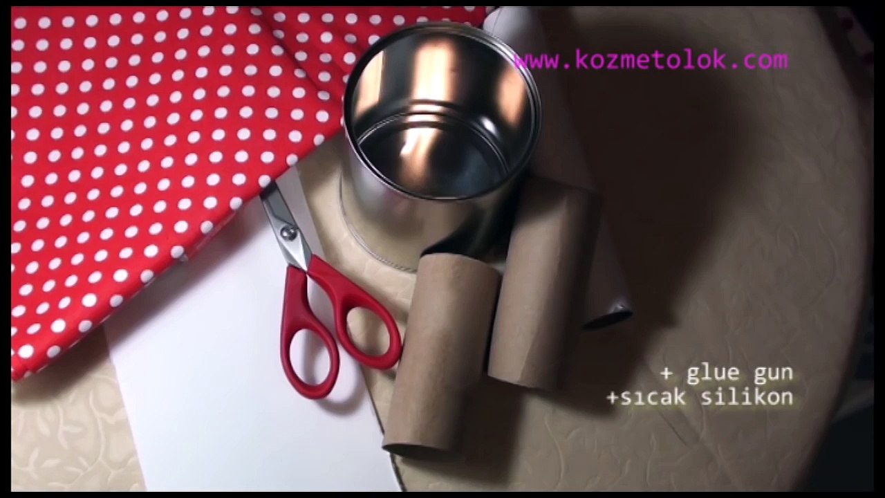 DIY makeup organizer from tin box and toilet paper roll ## kendin yap ## makyaj fırçaları organizer