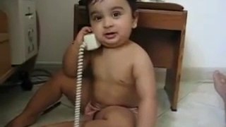 Indian Cute Baby Talking On Phone