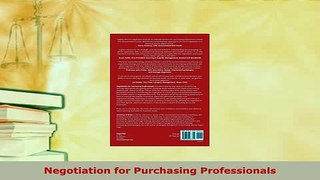 PDF  Negotiation for Purchasing Professionals Free Books