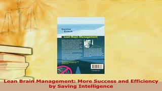 PDF  Lean Brain Management More Success and Efficiency by Saving Intelligence PDF Book Free