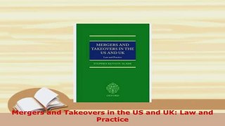 Download  Mergers and Takeovers in the US and UK Law and Practice PDF Full Ebook