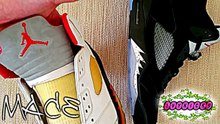 real vs fake jordan 5: BLACK METALLIC 5s 2016 REPLICA v. AUTHENTIC 1999 NIKE AIR FIRE RED