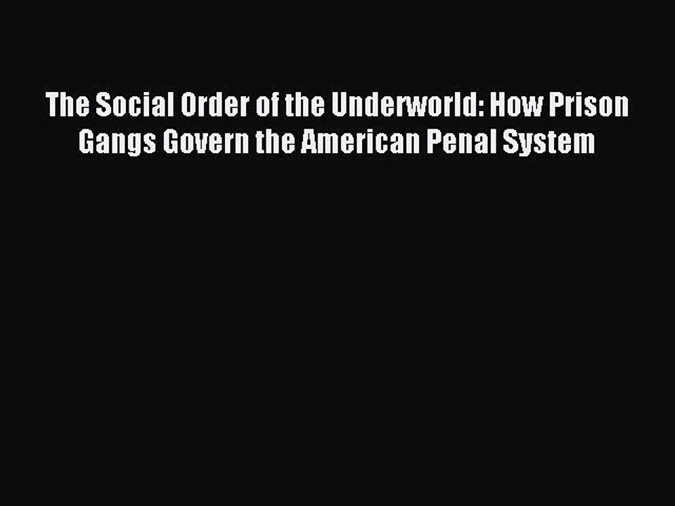 Download The Social Order of the Underworld: How Prison Gangs Govern the American Penal System