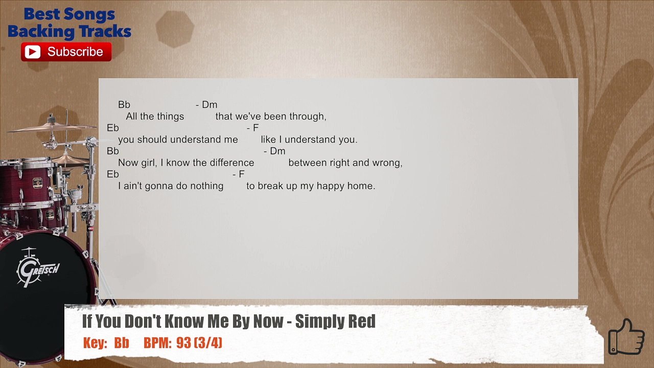 If You Don't Know Me By Now - Simply Red Drums Backing Track with chords and lyrics