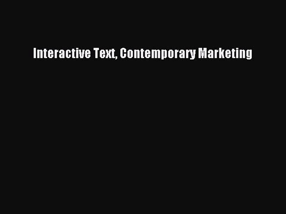 Read Interactive Text Contemporary Marketing Ebook Free