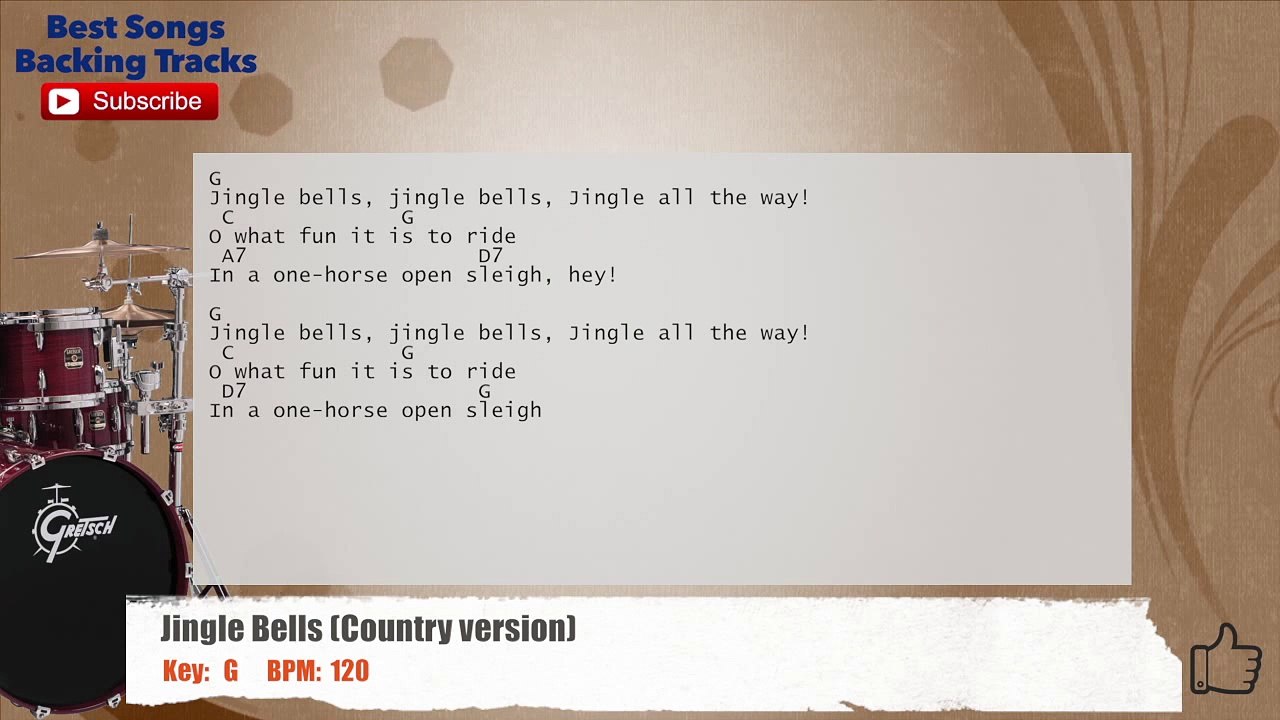 Jingle Bells (Country Version) Drums Backing Track with chords and lyrics
