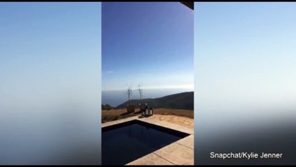 Kylie shows off the view from her father's Malibu mansion