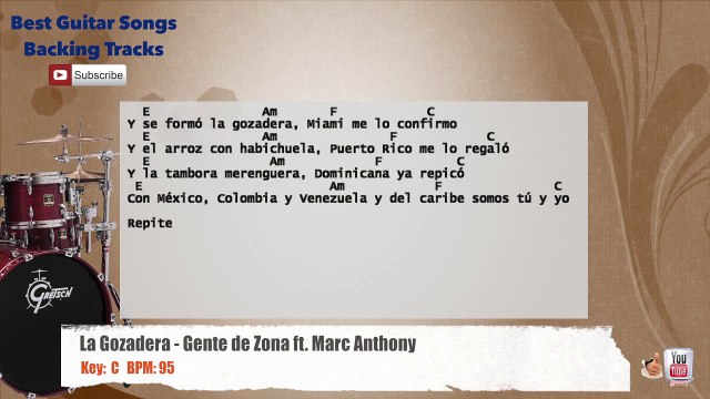 La Gozadera - Gente de Zona ft. Marc Anthony Drums Backing Track with chords and lyrics