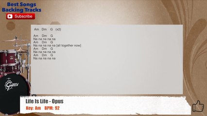 Life Is Life - Opus Drums Backing Track with chords and lyrics