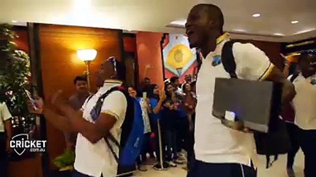 Now this is how you celebrate a semi-final win! Imagine if Darren Sammy. Dwayne Bravo and Windies Cricket win it all!
