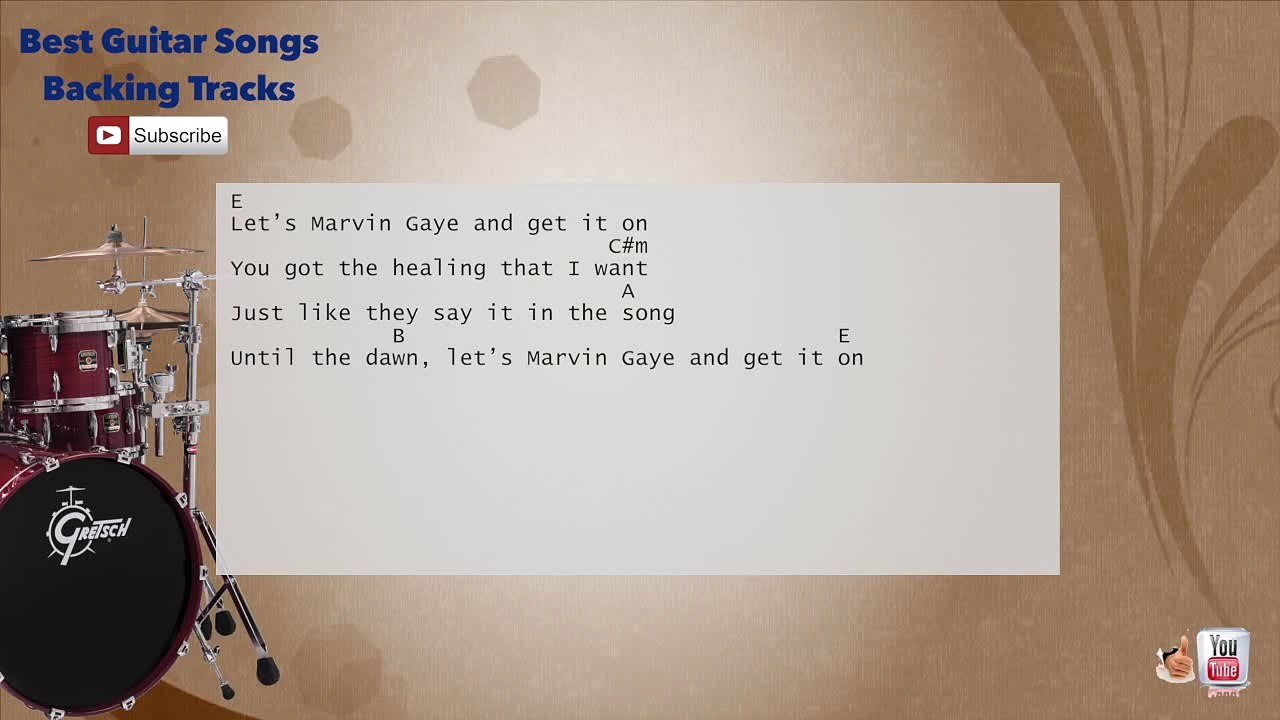 Marvin Gaye - Charlie Puth ft Meghan Trainor Drums Backing Track with chords and lyrics