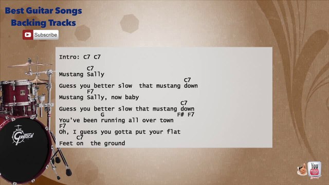 Mustang Sally - The Commitments Drums Backing Track with scale, chords and lyrics