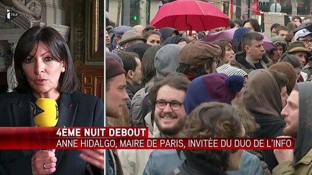 #NuitDebout : On a besoin d’espaces d’intervention des citoyens mais aussi de règles , selon la Maire de Paris Anne Hidalgo...