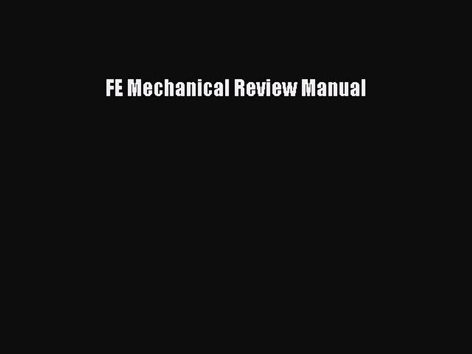 PDF FE Mechanical Review Manual  Read Online