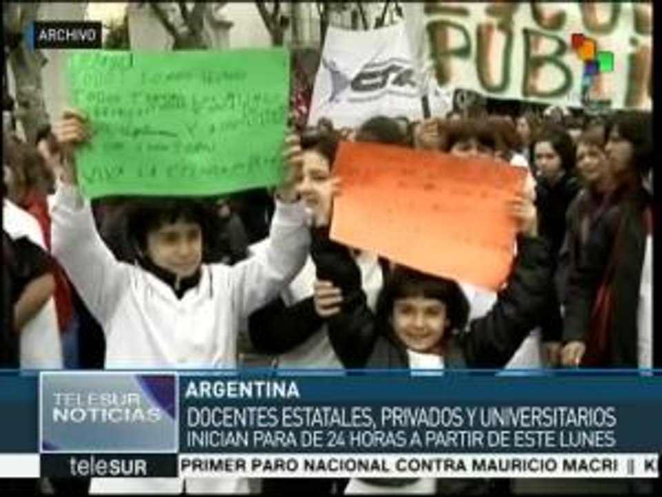 Argentina: docentes inician paro de 24 horas contra política macrista