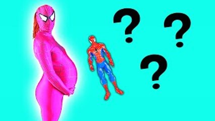 Pink Spidergirl Pregnant  Spiderman & Frozen Anna in Real Life! Fun Superhero Movie IRL